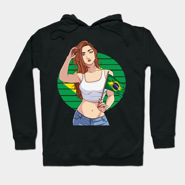 Brazilian Girl Brazil Flag Brasileira Pride Hoodie by Noseking